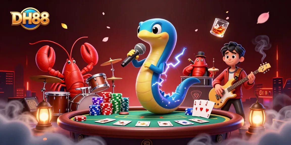 Experience thrilling moments at DH88 with lively underwater casino characters and poker excitement.
