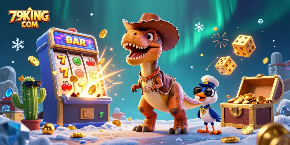 Experience winning at 79KING COM with a vibrant 3D casino scene bursting with excitement.