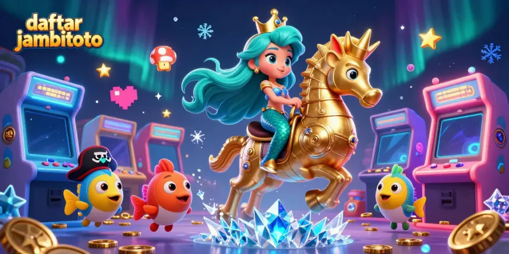 Experience the action of daftar jambitoto through a vibrant 3D casino illustration.