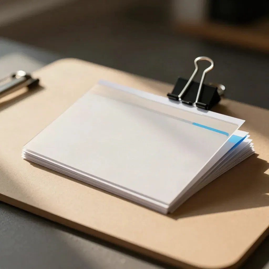 Storyboard frame cards with acetate overlays and binder clips on a warm khaki surface.