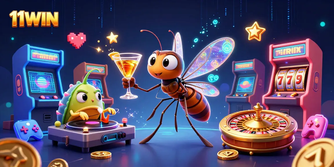 Experience the vibrant excitement of 11WIN with a lively casino scene featuring unique characters and dynamic elements.