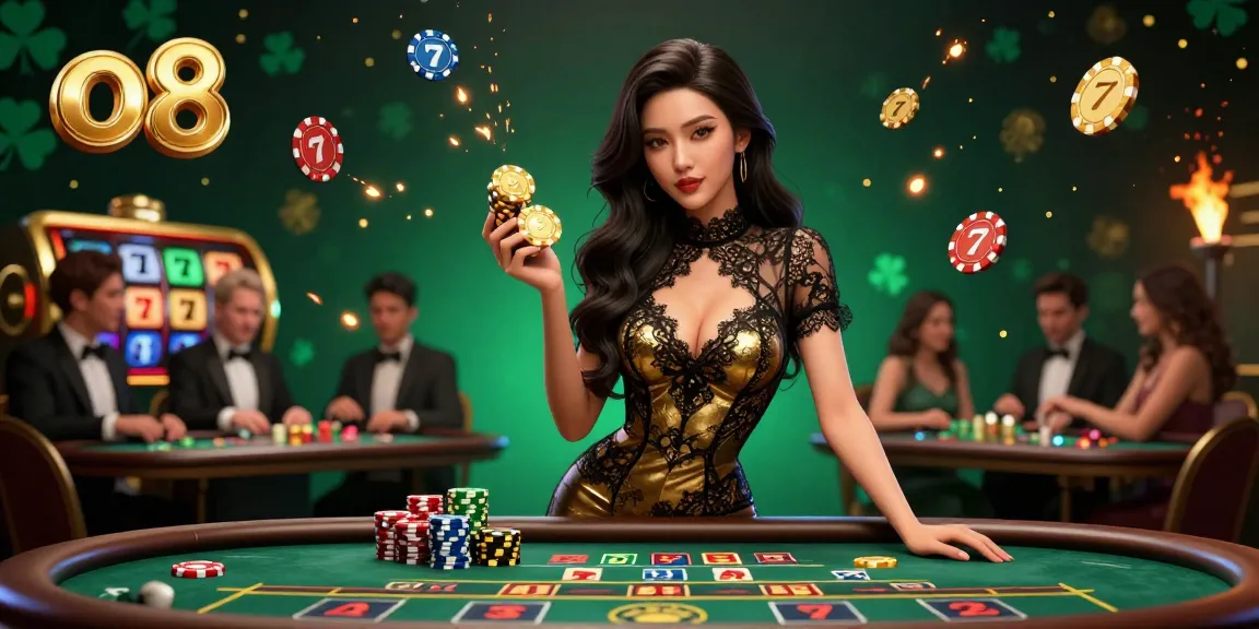 Experience thrilling slots at o8 with dynamic visuals and high-stakes atmosphere in this vibrant casino illustration.