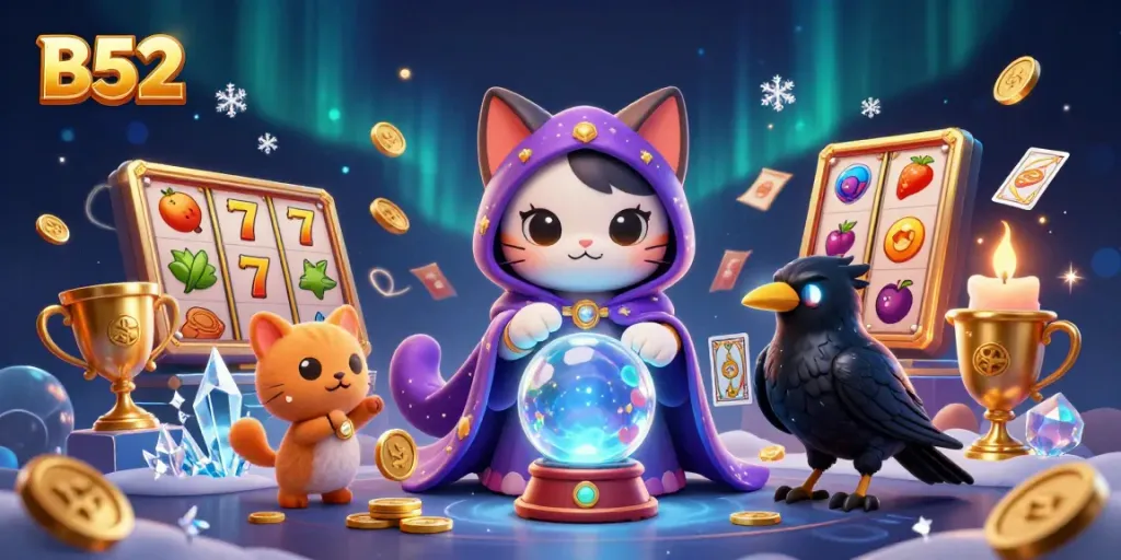 Engage in B52's dynamic slot gaming adventure with mystical characters and vibrant casino elements.