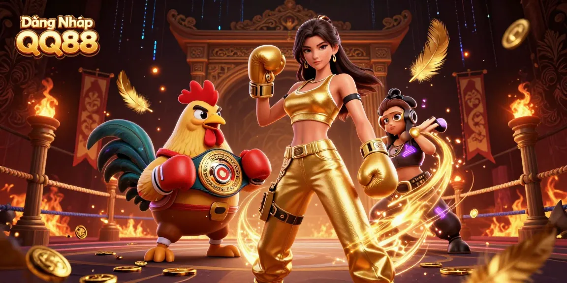 Experience Đăng Nhập QQ88 with an epic scene showcasing dynamic characters and vibrant casino elements.