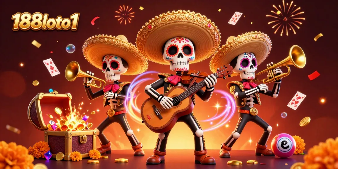Engage with 188loto1 for thrilling bingo sessions amid a vibrant mariachi celebration.