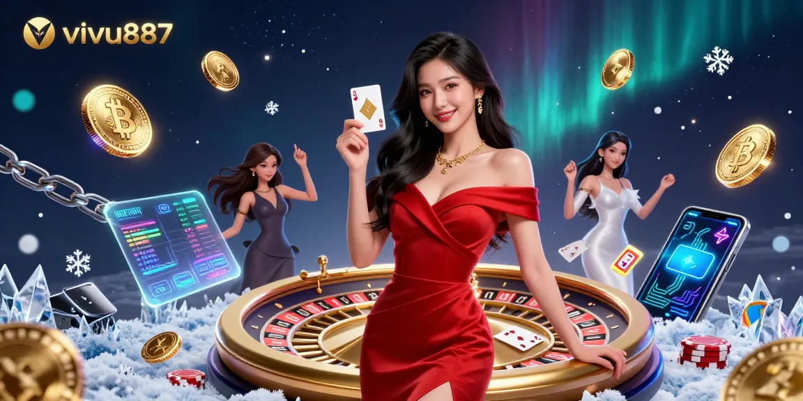 Experience thrilling gaming with vivu887 at a luxurious casino setting featuring a dazzling roulette wheel and stunning details.