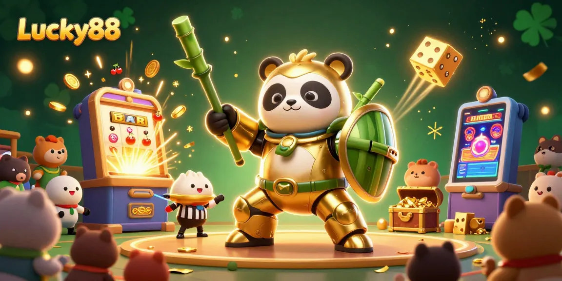 Experience thrilling play at Lucky88 with vibrant gaming and jackpot excitement in this dynamic 3D illustration.