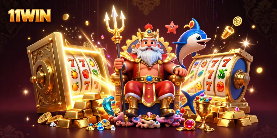 Engage with 11WIN's vibrant slot scene featuring Neptune and treasures!
