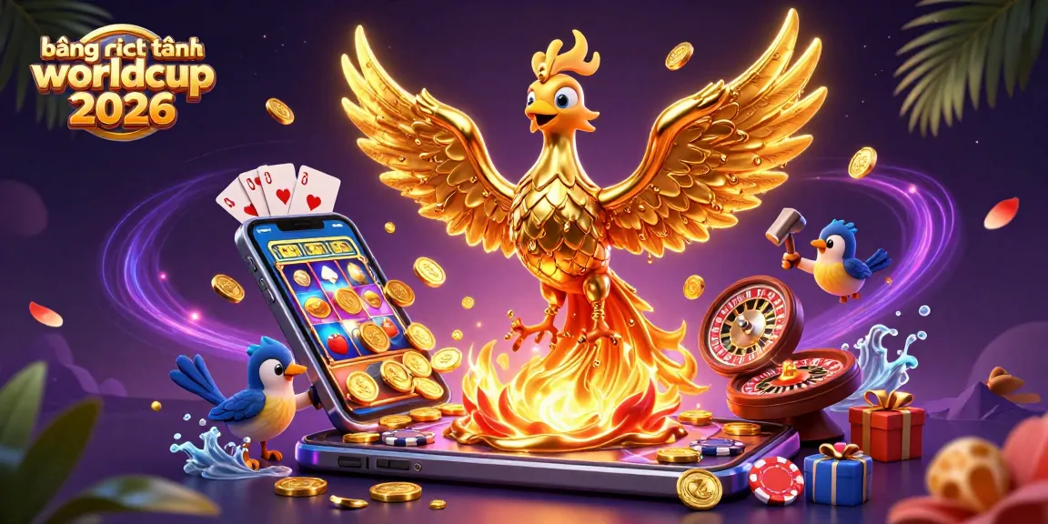 Engage with bảng xếp hạng worldcup 2026 illustrated as a molten golden phoenix surrounded by vibrant casino elements.